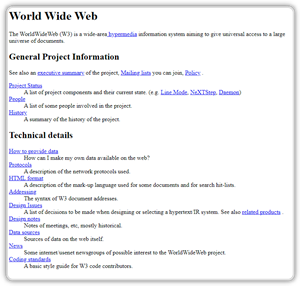 Rekonstruovan podoba prvn webov strnky
